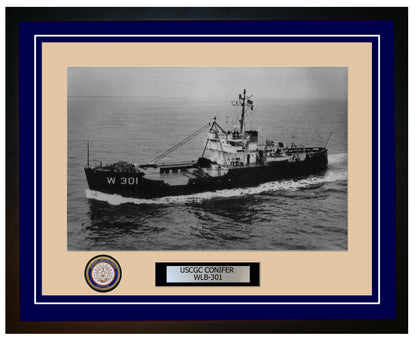 USCGC CONIFER WLB 301 Framed Coast Guard Ship Photo Blue 154WLB301
