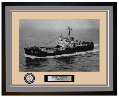 USCGC CONIFER WLB 301 Framed Coast Guard Ship Photo Grey 154WLB301