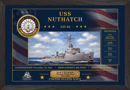 USS Nuthatch AM-60 Framed Patriotic Art