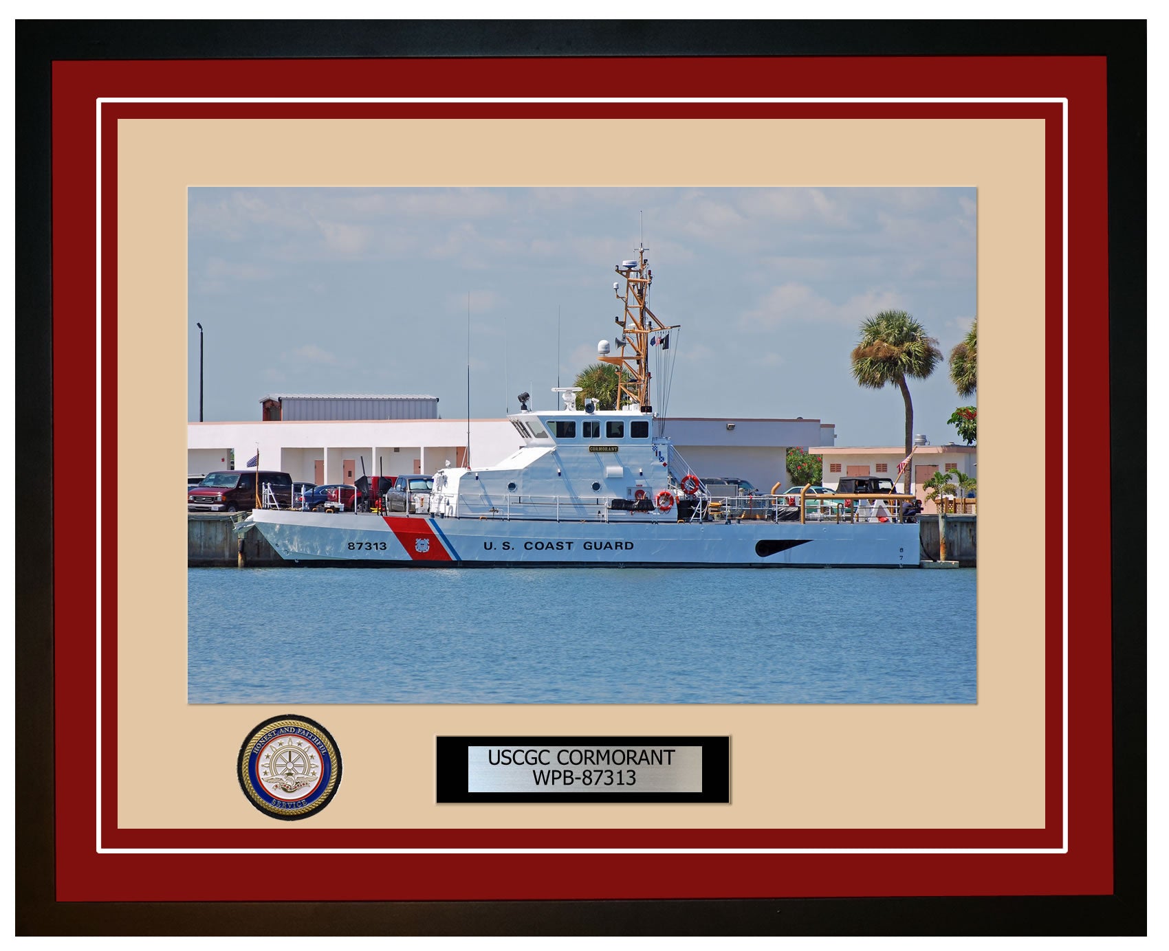 USCGC CORMORANT WPB 87313 Framed Coast Guard Ship Photo Burgundy 155WPB87313