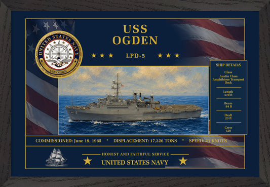 USS Ogden LPD-5 Framed Patriotic Art