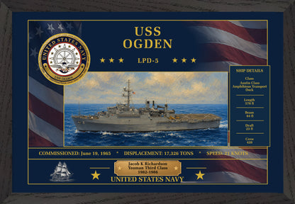 USS Ogden LPD-5 Framed Patriotic Art
