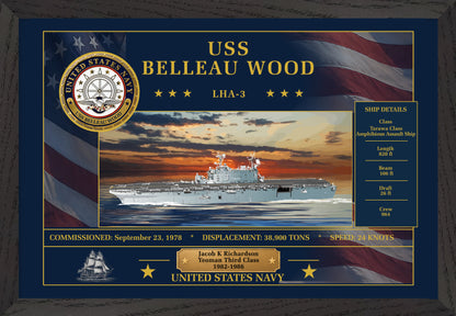 USS Belleau Wood LHA-3 Framed Patriotic Art