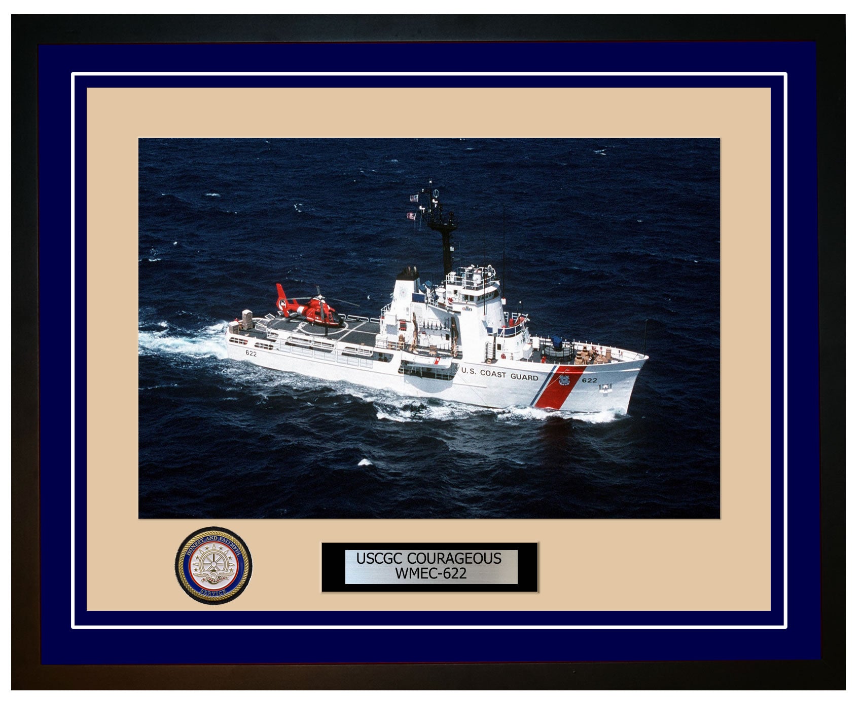 USCGC COURAGEOUS WMEC 622 Framed Coast Guard Ship Photo Blue 156WMEC622