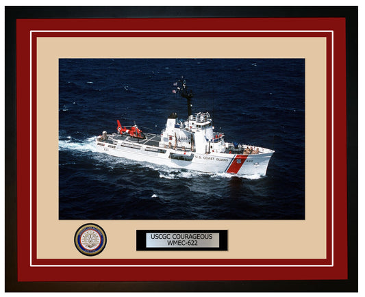 USCGC COURAGEOUS WMEC 622 Framed Coast Guard Ship Photo Burgundy 156WMEC622
