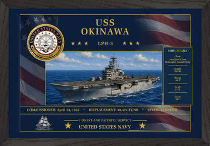 USS Okinawa LPH-3 Framed Patriotic Art