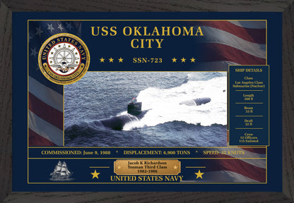 USS Oklahoma City SSN-723 Framed Patriotic Art