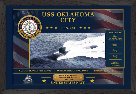 USS Oklahoma City SSN-723 Framed Patriotic Art