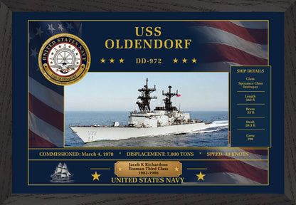 USS Oldendorf DD-972 Framed Patriotic Art