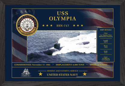 USS Olympia SSN-717 Framed Patriotic Art