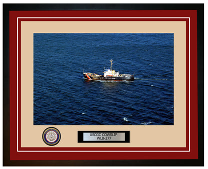 USCGC COWSLIP WLB 277 Framed Coast Guard Ship Photo Burgundy 157WLB277