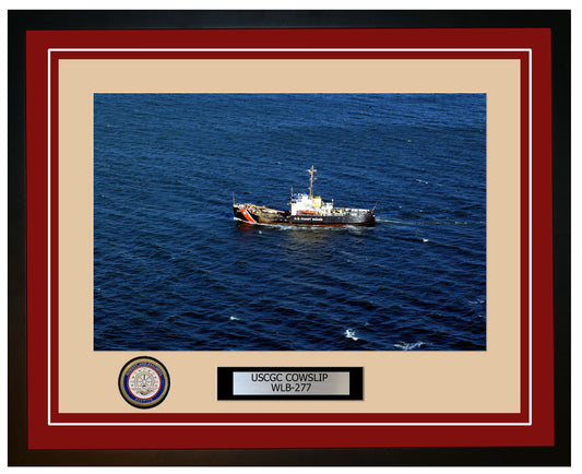 USCGC COWSLIP WLB 277 Framed Coast Guard Ship Photo Burgundy 157WLB277