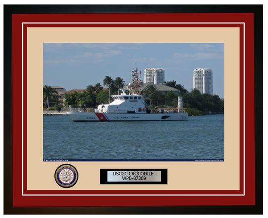USCGC CROCODILE WPB 87369 Framed Coast Guard Ship Photo Burgundy 158WPB87369