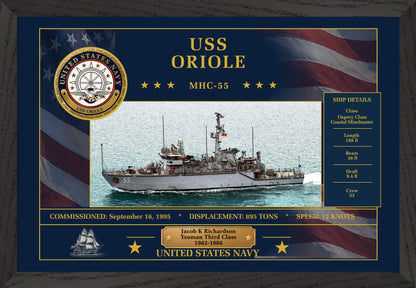 USS Oriole MHC-55 Framed Patriotic Art
