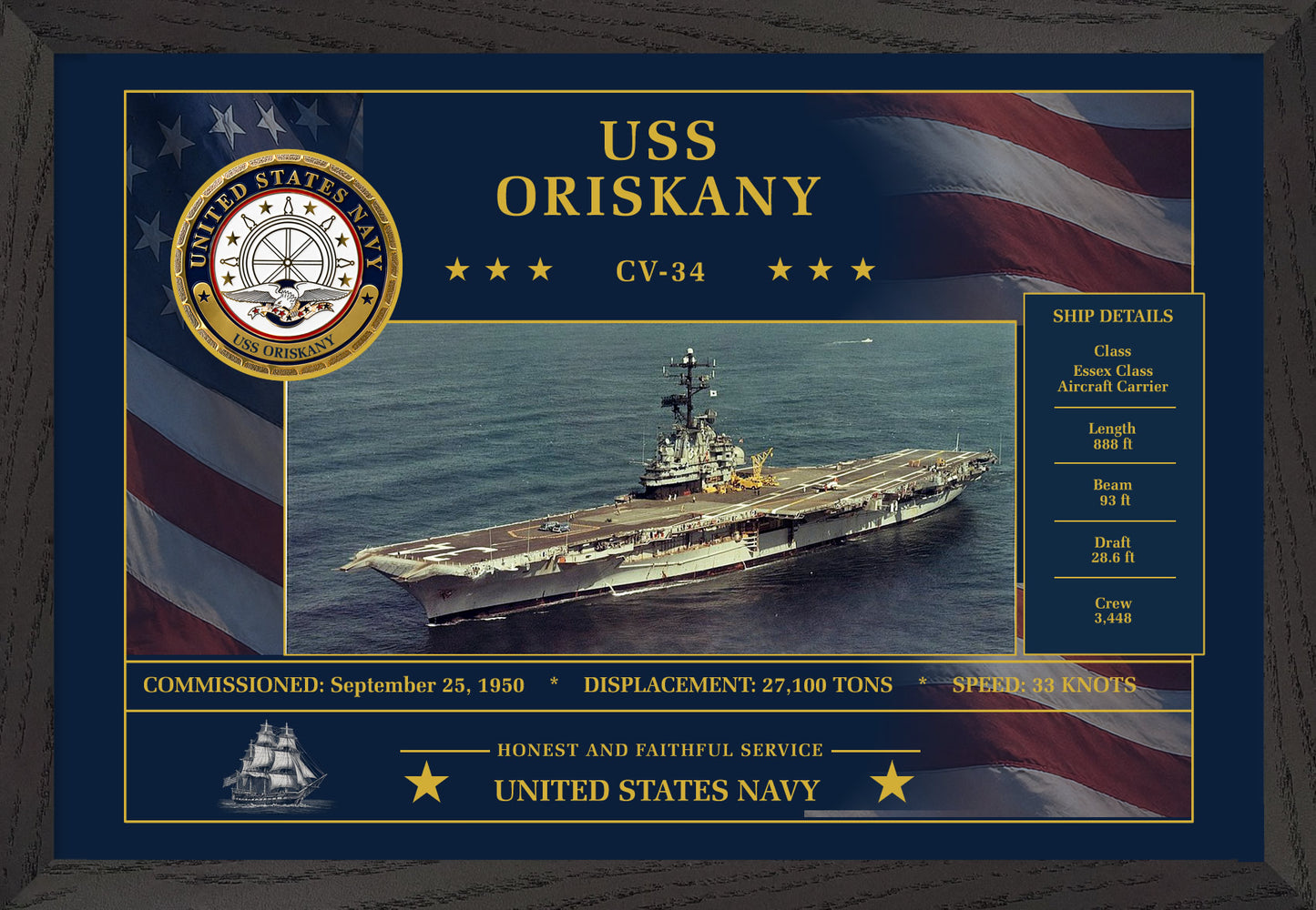 USS Oriskany CV-34 Framed Patriotic Art