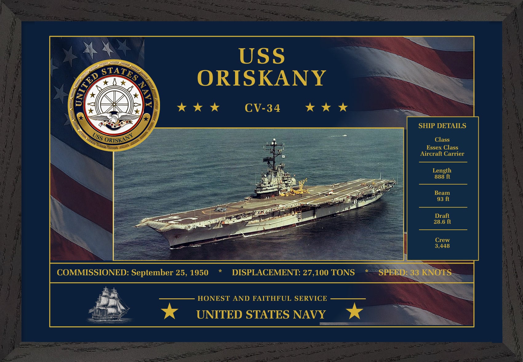 USS Oriskany CV-34 Framed Patriotic Art