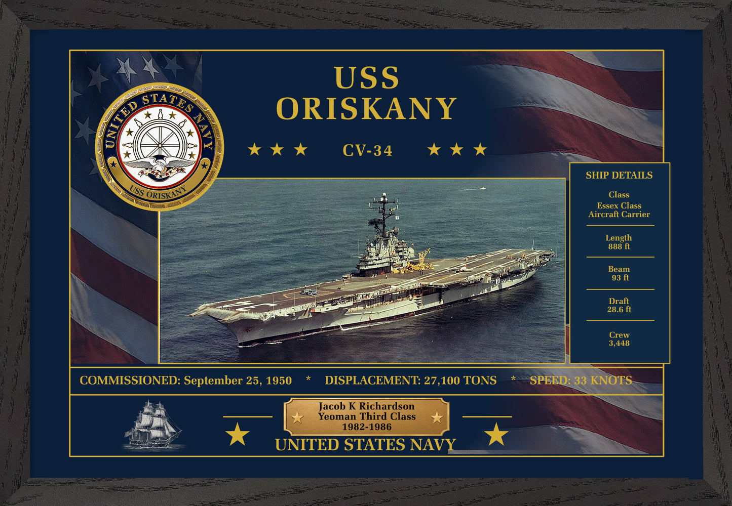 USS Oriskany CV-34 Framed Patriotic Art