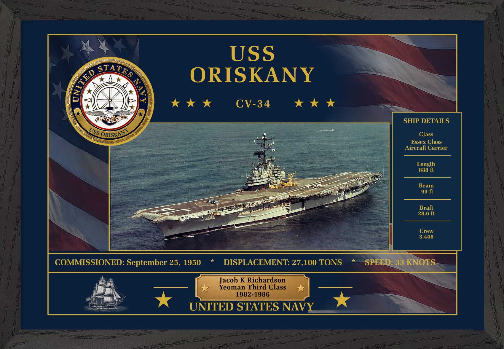 USS Oriskany CV-34 Framed Patriotic Art