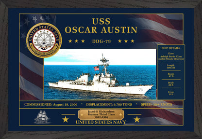USS Oscar Austin DDG-79 Framed Patriotic Art
