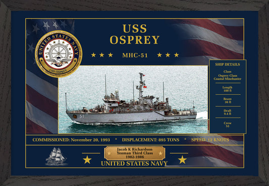 USS Osprey MHC-51 Framed Patriotic Art