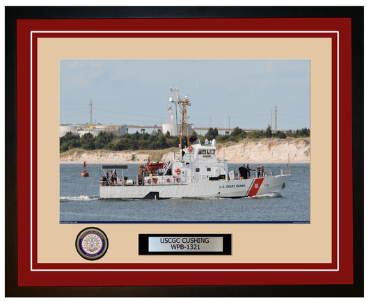 USCGC CUSHING WPB 1321 Framed Coast Guard Ship Photo Burgundy 159WPB1321