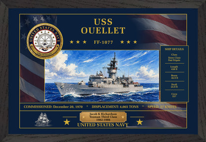 USS Ouellet FF-1077 Framed Patriotic Art