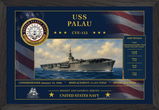 USS Palau CVE-122 Framed Patriotic Art
