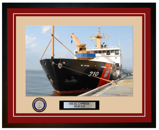 USCGC CYPRESS WLB 210 Framed Coast Guard Ship Photo Burgundy 161WLB210