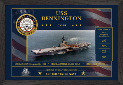 USS Bennington CV-20 Framed Patriotic Art