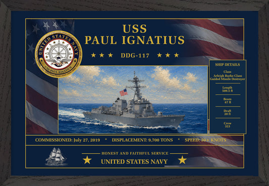USS Paul Ignatius DDG-117 Framed Patriotic Art