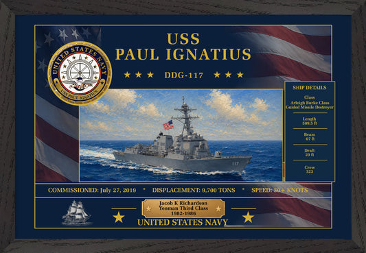 USS Paul Ignatius DDG-117 Framed Patriotic Art