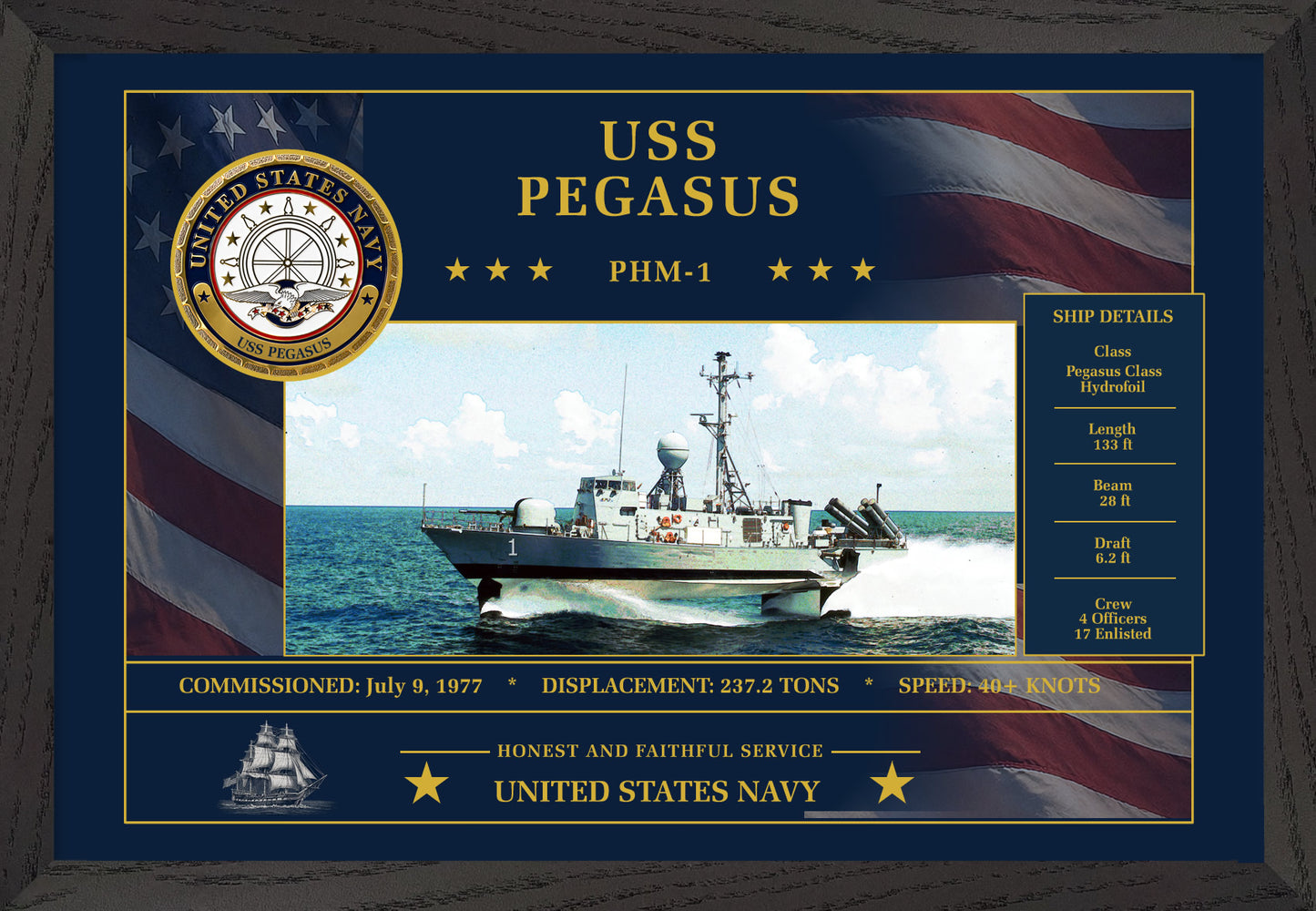USS Pegasus PHM-1 Framed Patriotic Art