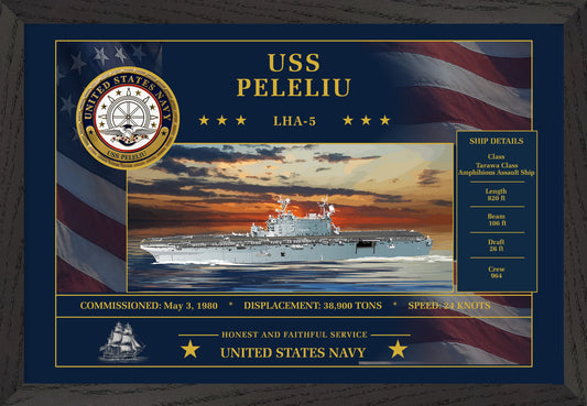 USS Peleliu LHA-5 Framed Patriotic Art