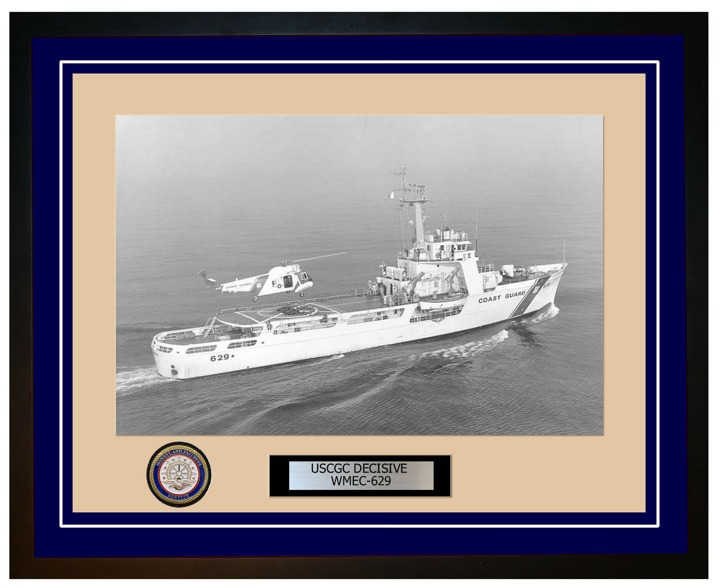 USCGC DECISIVE WMEC 629 Framed Coast Guard Ship Photo Blue 163WMEC629