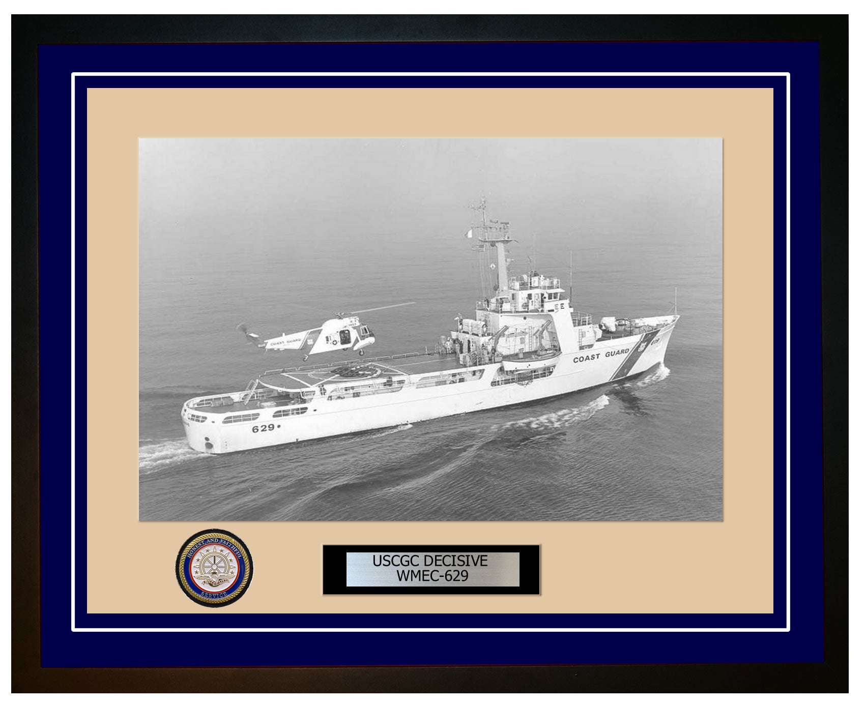 USCGC DECISIVE WMEC 629 Framed Coast Guard Ship Photo Blue 163WMEC629
