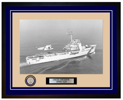 USCGC DECISIVE WMEC 629 Framed Coast Guard Ship Photo Blue 163WMEC629