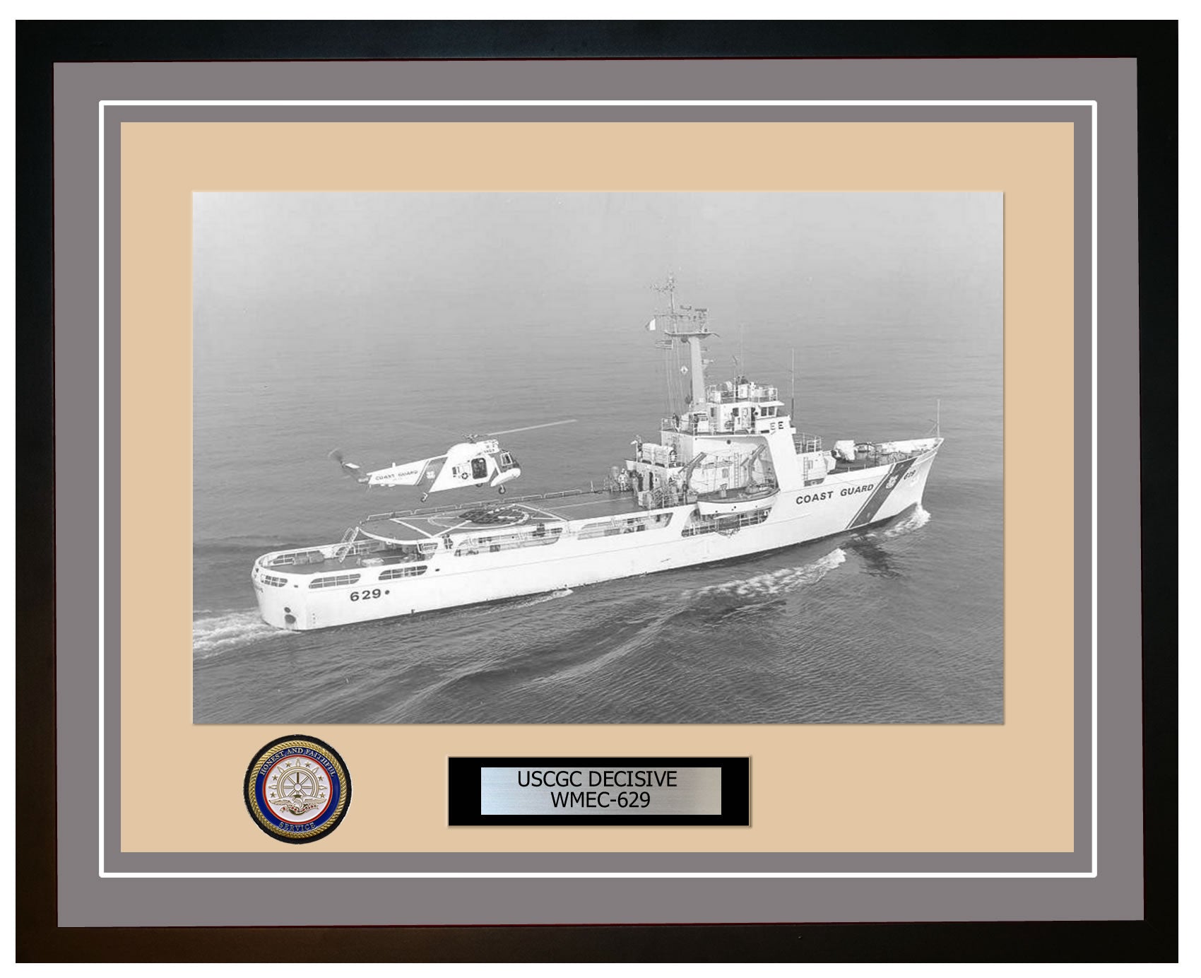 USCGC DECISIVE WMEC 629 Framed Coast Guard Ship Photo Grey 163WMEC629