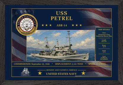 USS Petrel ASR-14 Framed Patriotic Art