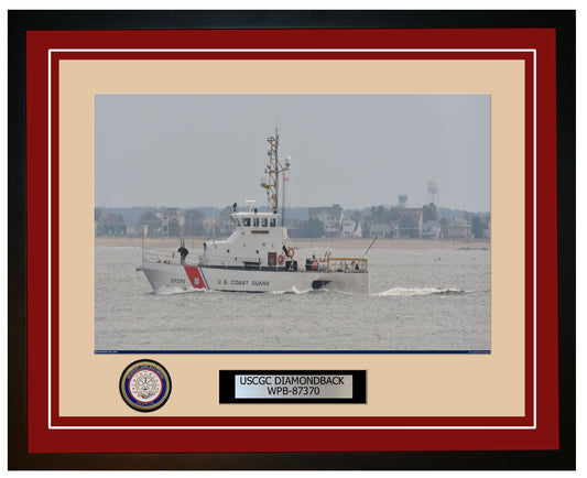 USCGC DIAMONDBACK WPB 87370 Framed Coast Guard Ship Photo Burgundy 165WPB87370