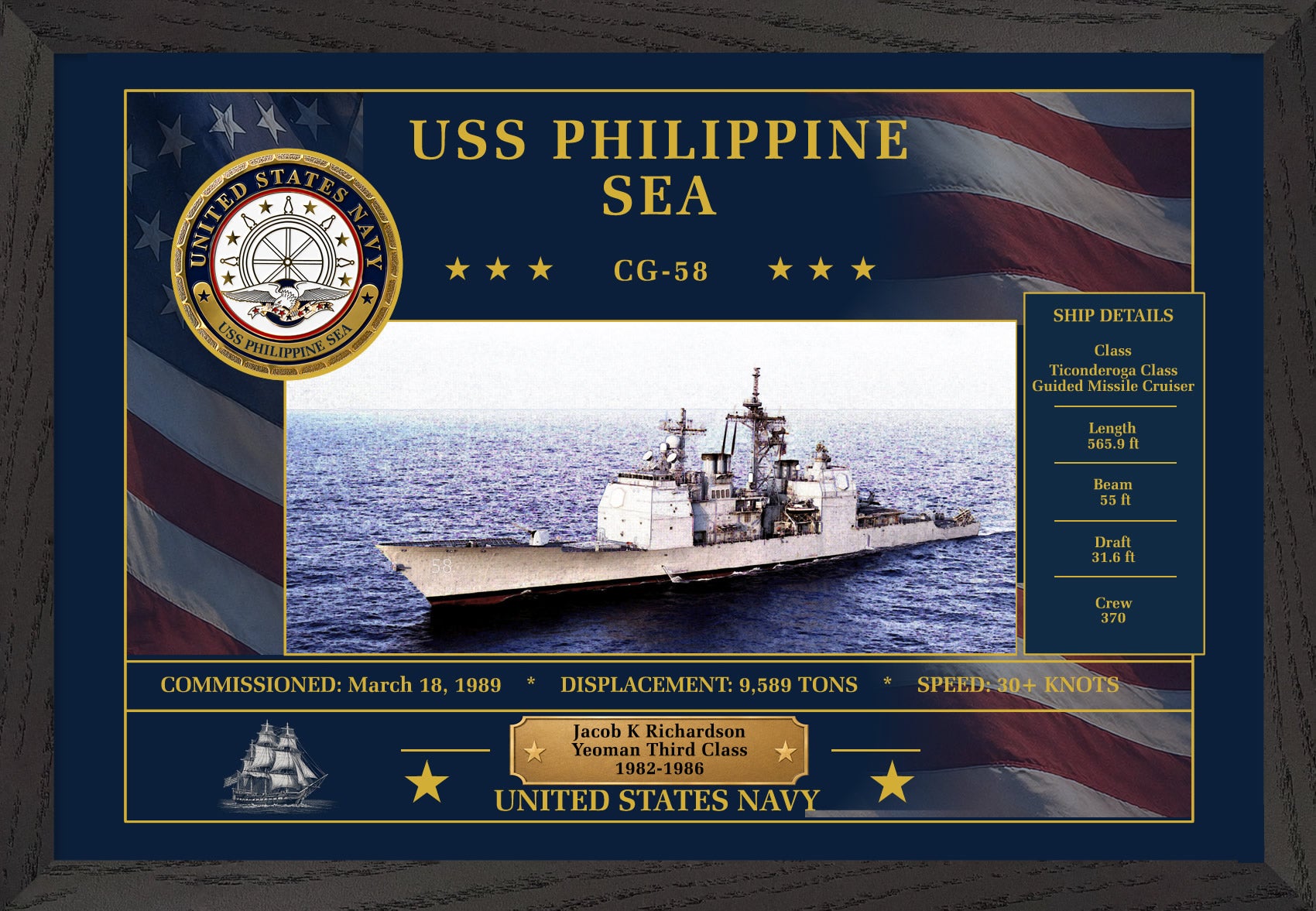 USS Philippine Sea CG-58 Framed Patriotic Art
