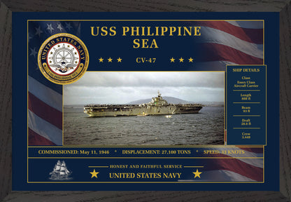 USS Philippine Sea CV-47 Framed Patriotic Art