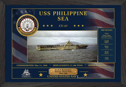 USS Philippine Sea CV-47 Framed Patriotic Art