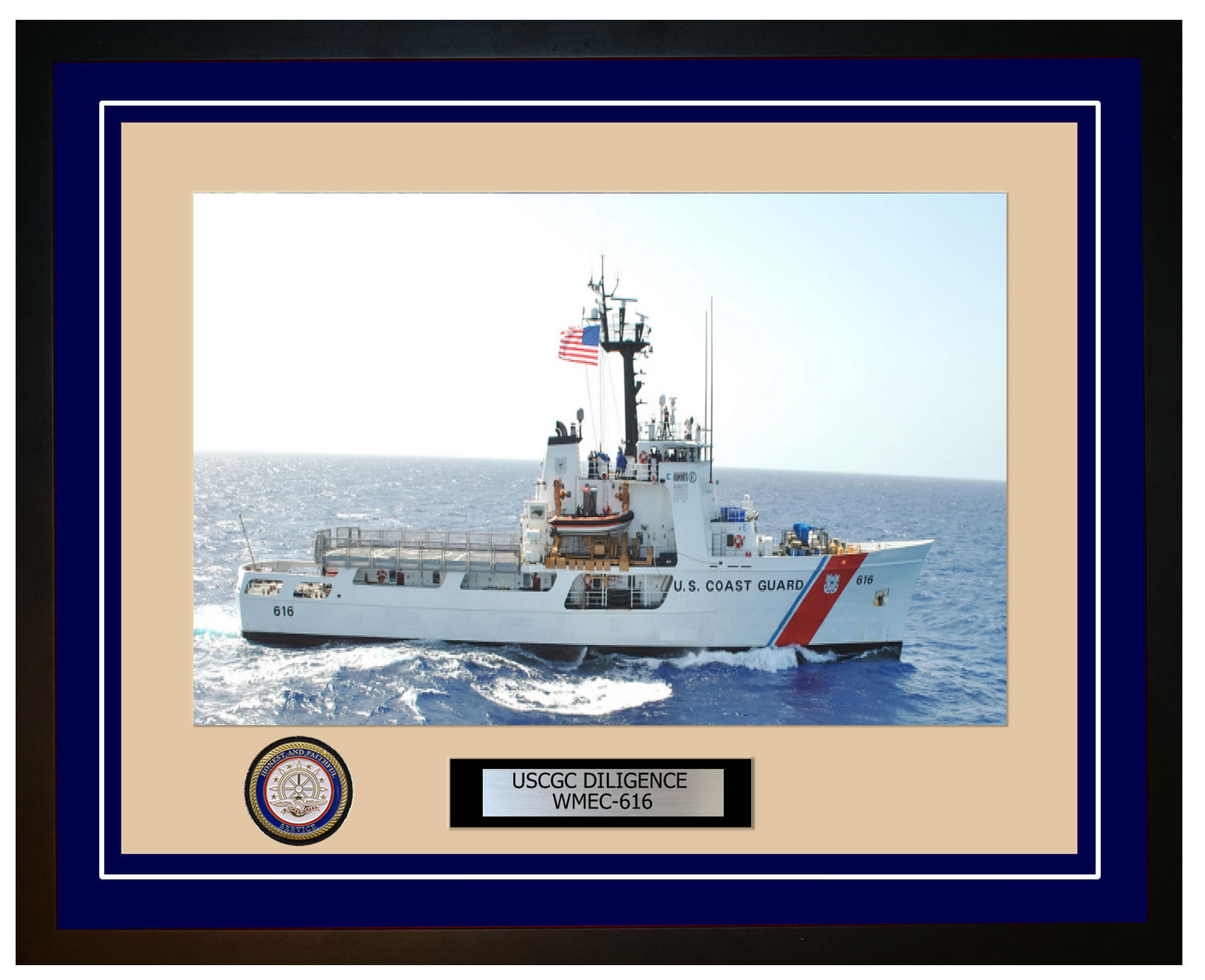 USCGC DILIGENCE WMEC 616 Framed Coast Guard Ship Photo Blue 166WMEC616