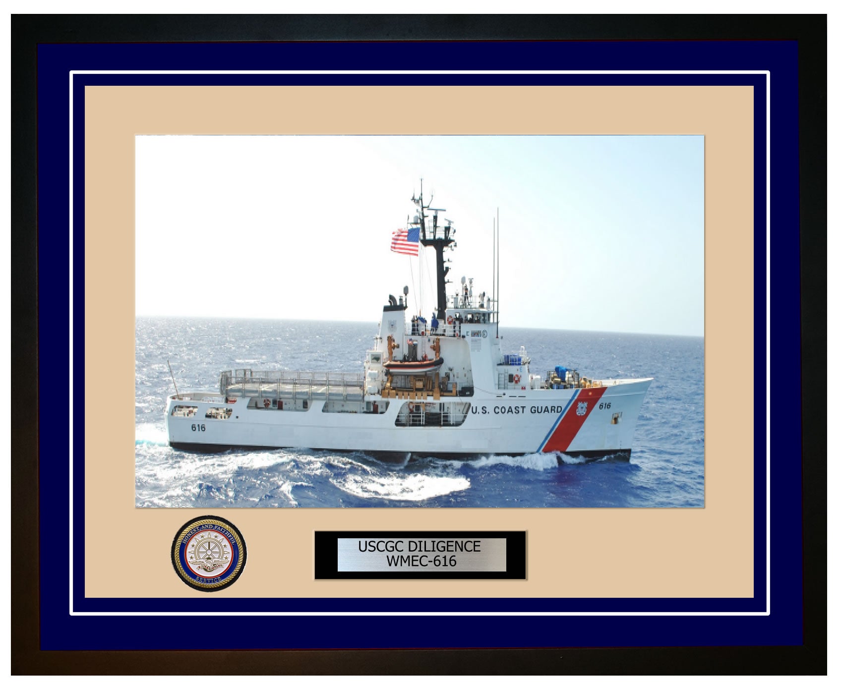 USCGC DILIGENCE WMEC 616 Framed Coast Guard Ship Photo Blue 166WMEC616