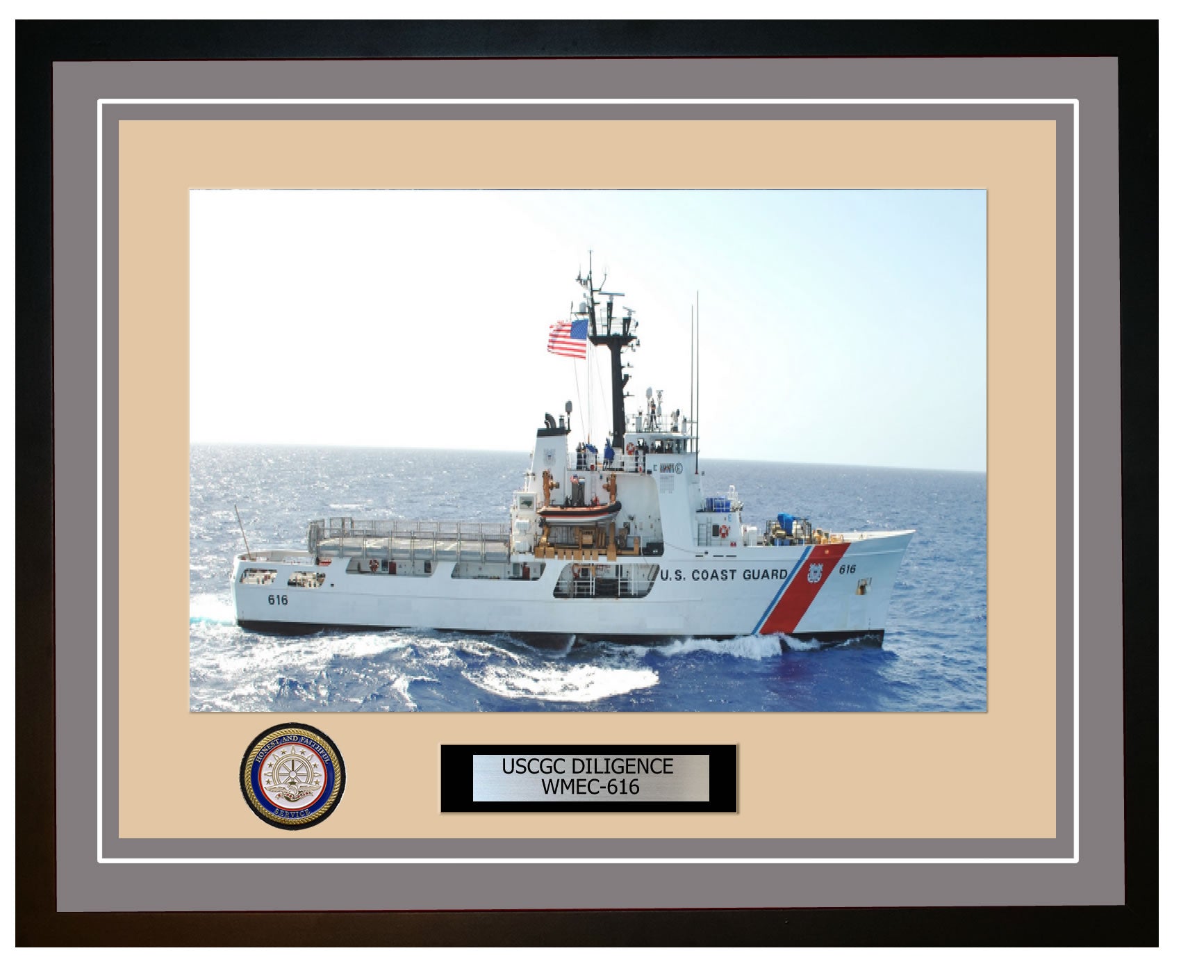 USCGC DILIGENCE WMEC 616 Framed Coast Guard Ship Photo Grey 166WMEC616