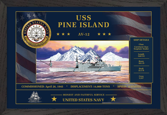 USS Pine Island AV-12 Framed Patriotic Art