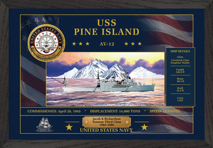 USS Pine Island AV-12 Framed Patriotic Art