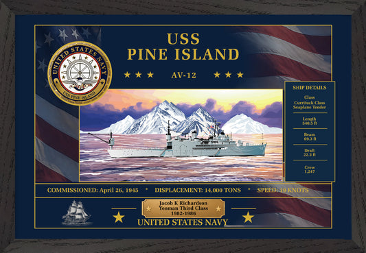 USS Pine Island AV-12 Framed Patriotic Art