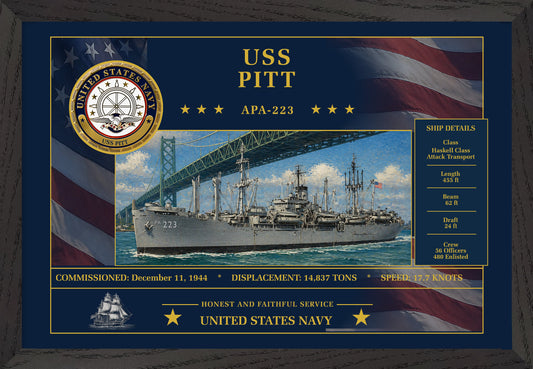 USS Pitt APA-223 Framed Patriotic Art