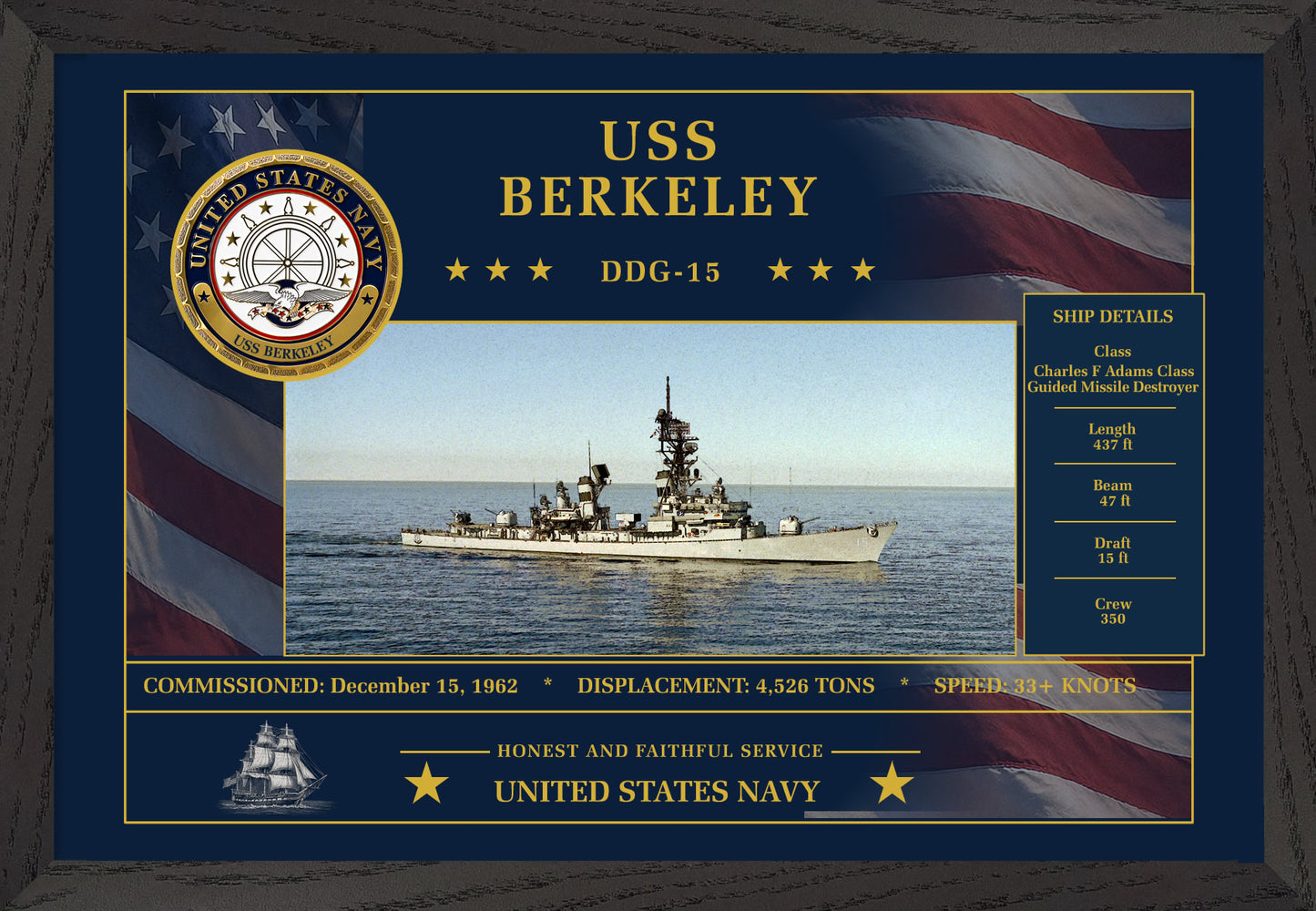 USS Berkeley DDG-15 Framed Patriotic Art